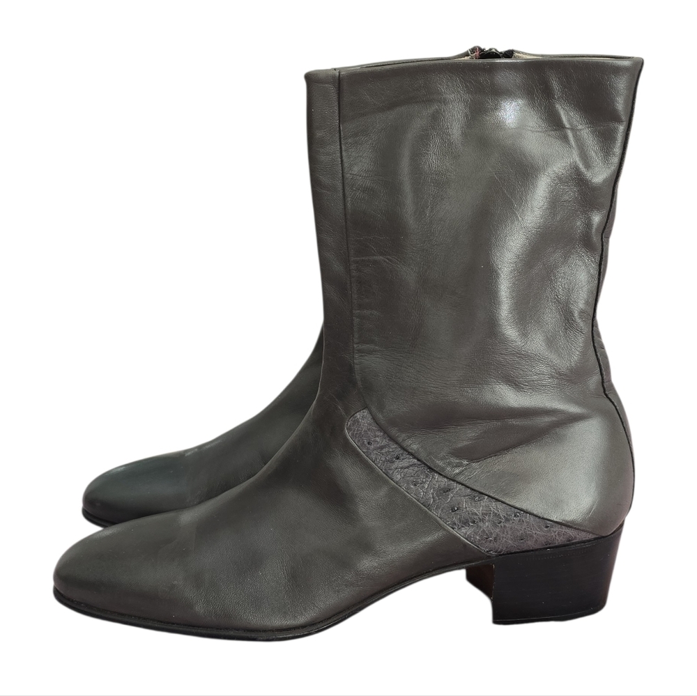 Moreschi Grey Leather Ankle Boots